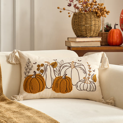 Autumn Pumpkin & Maple Leaf Decorative Pillow Cover