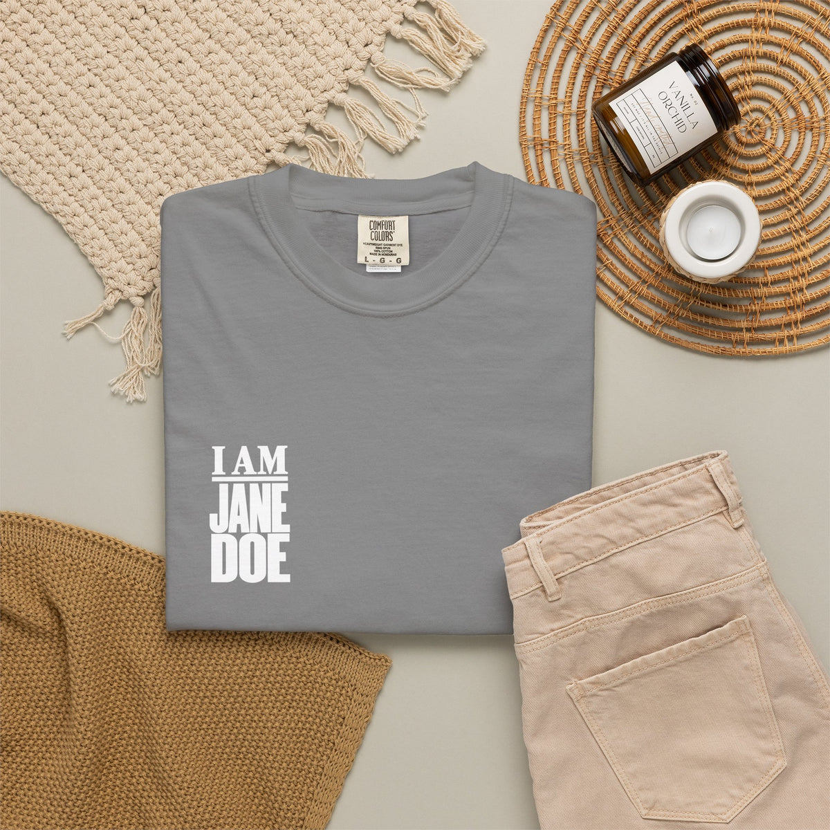 I AM JANE DOE Statement Tee — Garment-Dyed