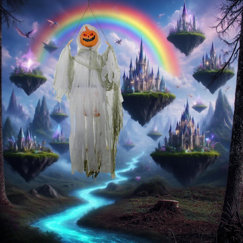 Light-Up Hanging Pumpkin Ghost with Sound