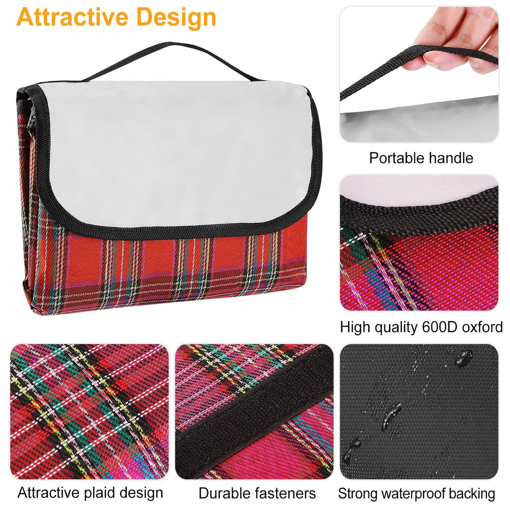 60" x 78" Waterproof Picnic Blanket Handy Mat with Strap Foldable Camping Rug for Camping Hiking Grass Travelling