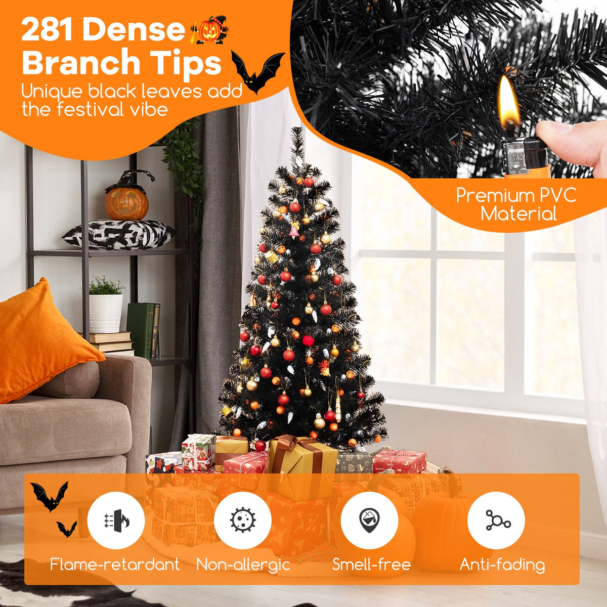 Musical Light-Up Halloween Tree – 4.5 ft