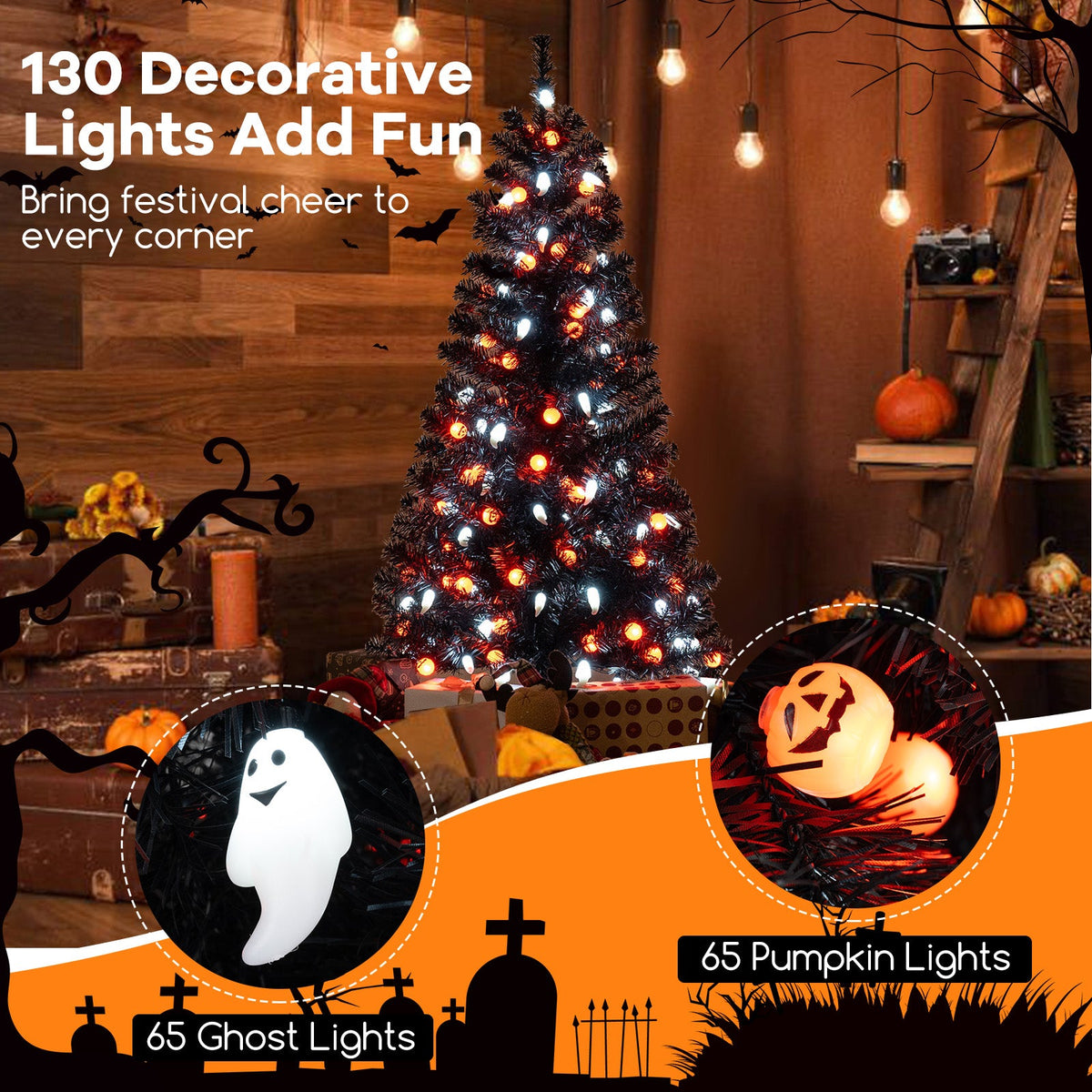 Musical Light-Up Halloween Tree – 4.5 ft