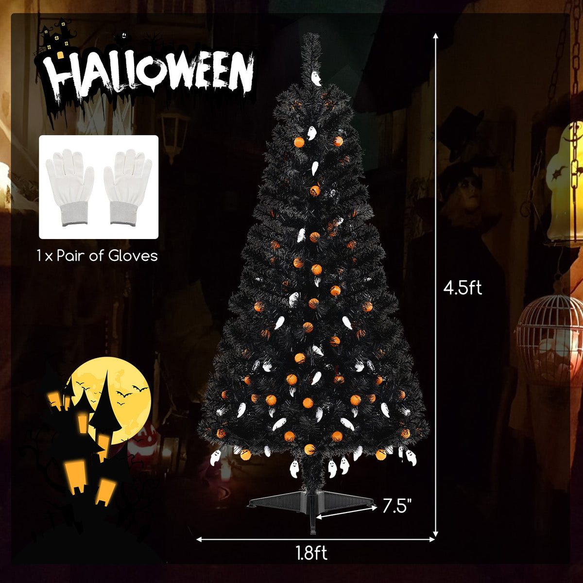 Musical Light-Up Halloween Tree – 4.5 ft