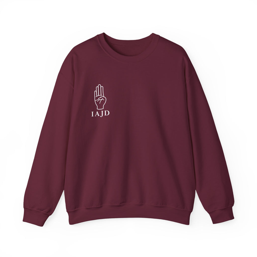 Crewneck Sweatshirt — "False Accusations Don’t Ruin People’s Lives. Real Accusations Don’t Ruin People’s Lives." Back Graphic