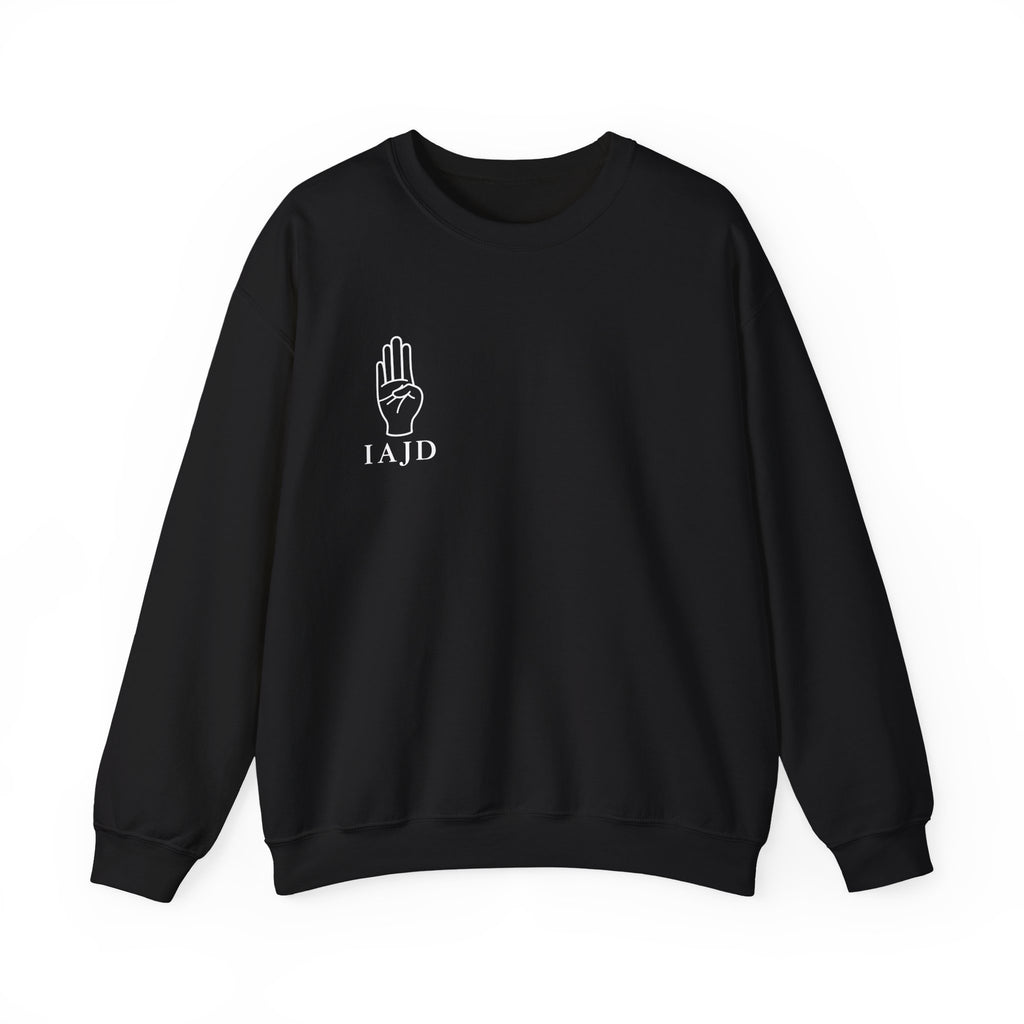 Crewneck Sweatshirt — "False Accusations Don’t Ruin People’s Lives. Real Accusations Don’t Ruin People’s Lives." Back Graphic