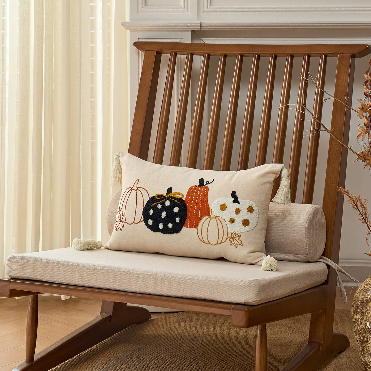 Autumn Pumpkin & Maple Leaf Decorative Pillow Cover