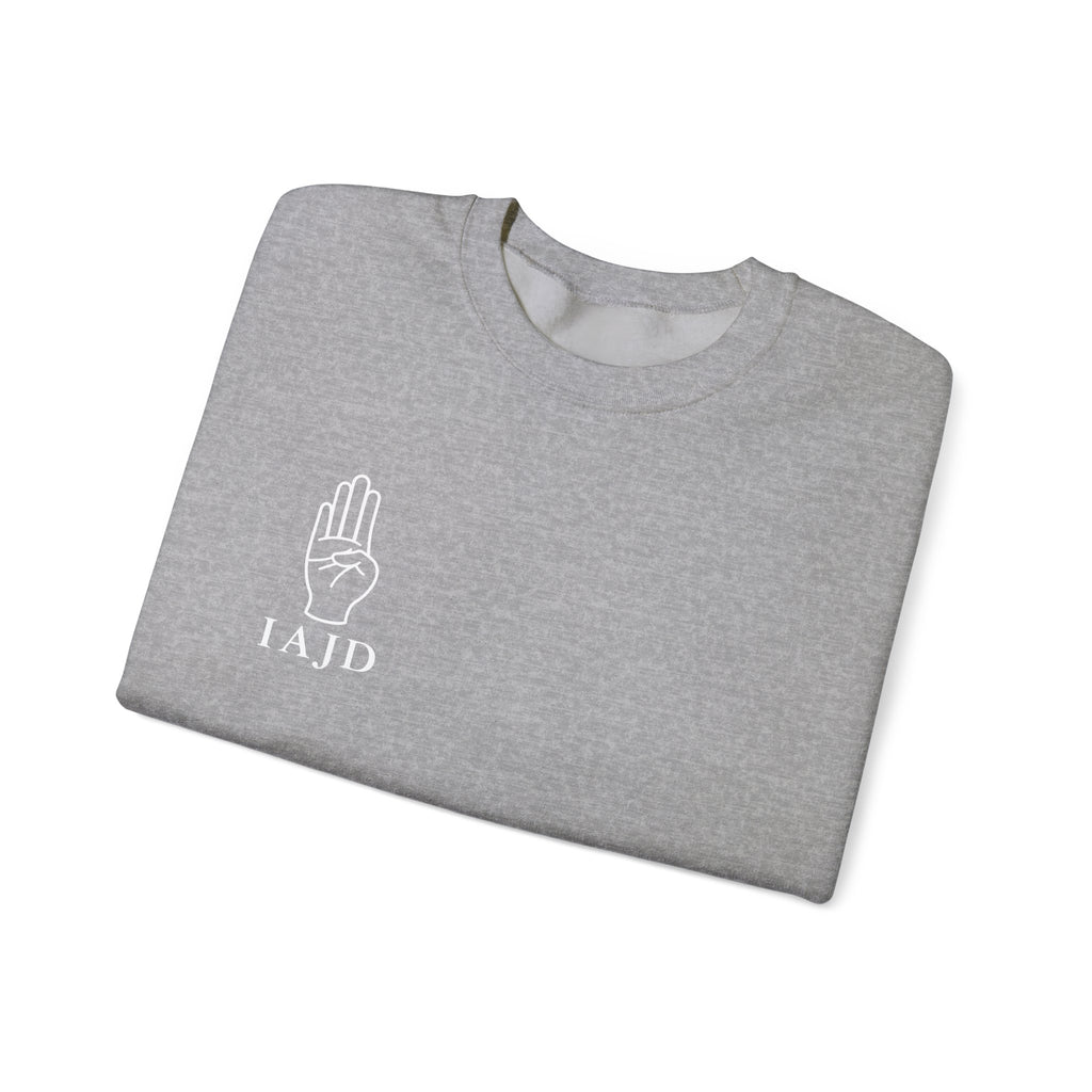 Crewneck Sweatshirt — "False Accusations Don’t Ruin People’s Lives. Real Accusations Don’t Ruin People’s Lives." Back Graphic