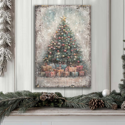 Vintage Christmas Tree Canvas Wall Art