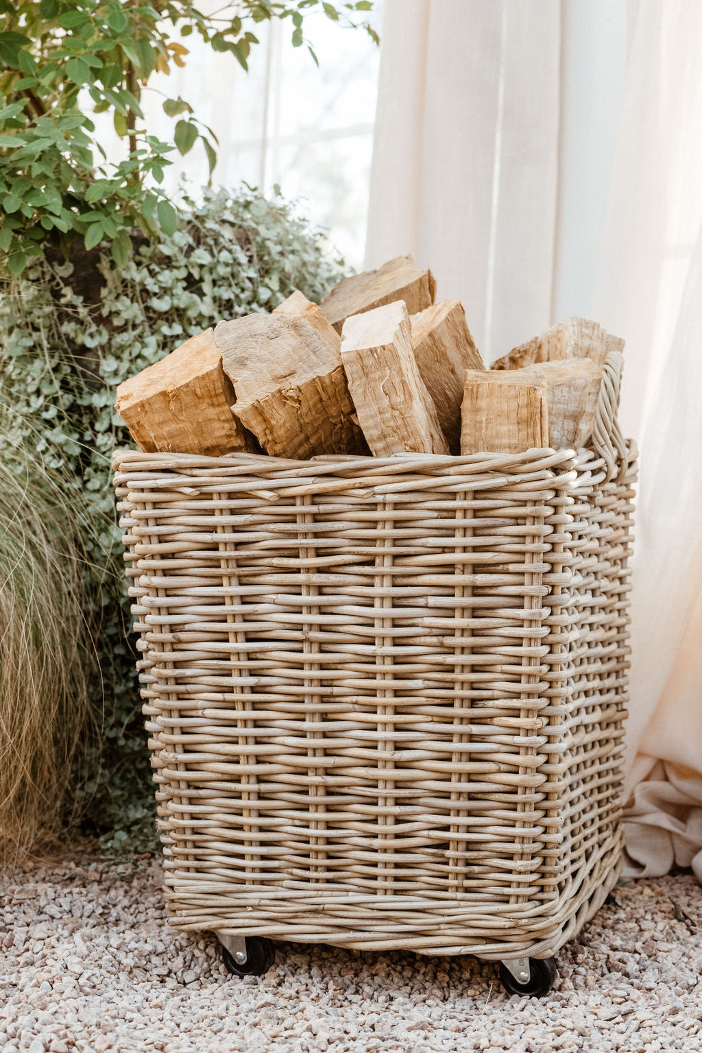 Rattan Rolling Storage Basket