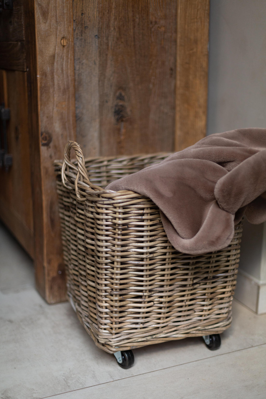 Rattan Rolling Storage Basket