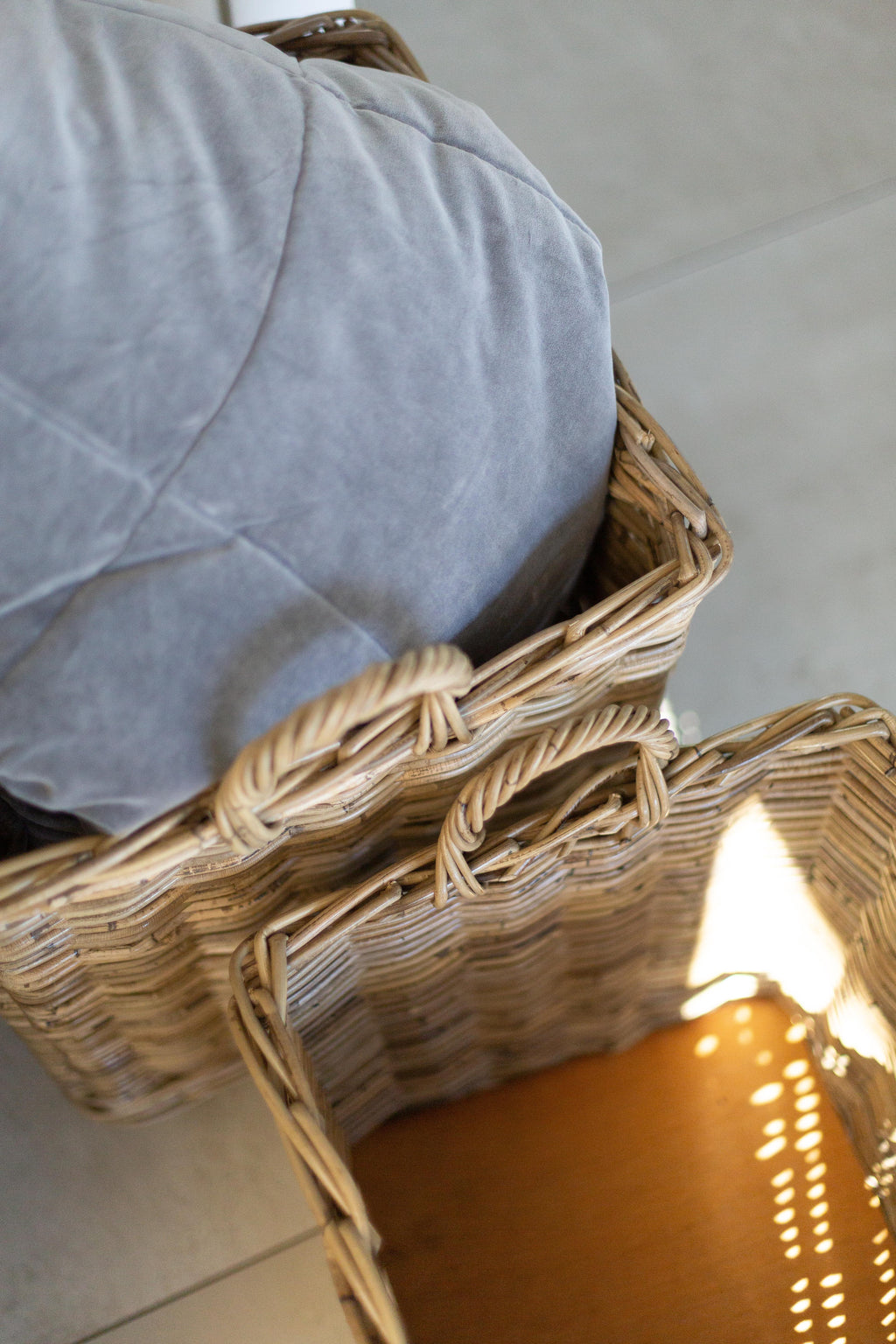 Rattan Rolling Storage Basket