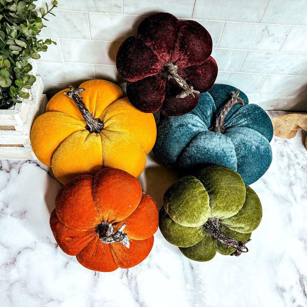 Velvet Jewel-Tone Pumpkins