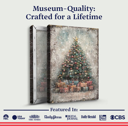 Vintage Christmas Tree Canvas Wall Art