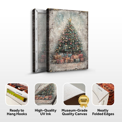Vintage Christmas Tree Canvas Wall Art