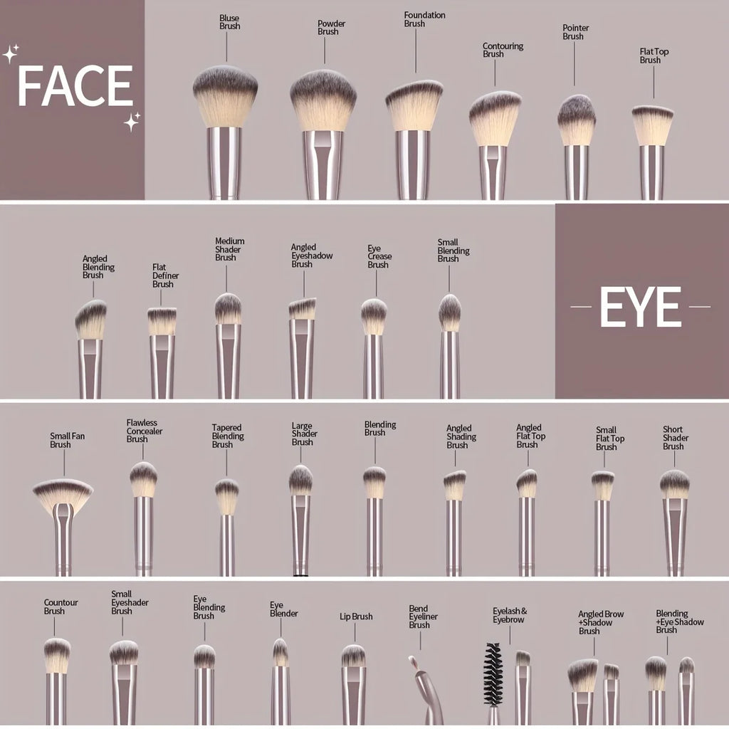 30-Piece Professional Makeup Brush Set with Bag
