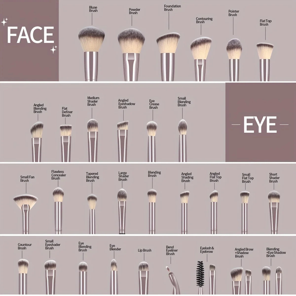 30-Piece Professional Makeup Brush Set with Bag