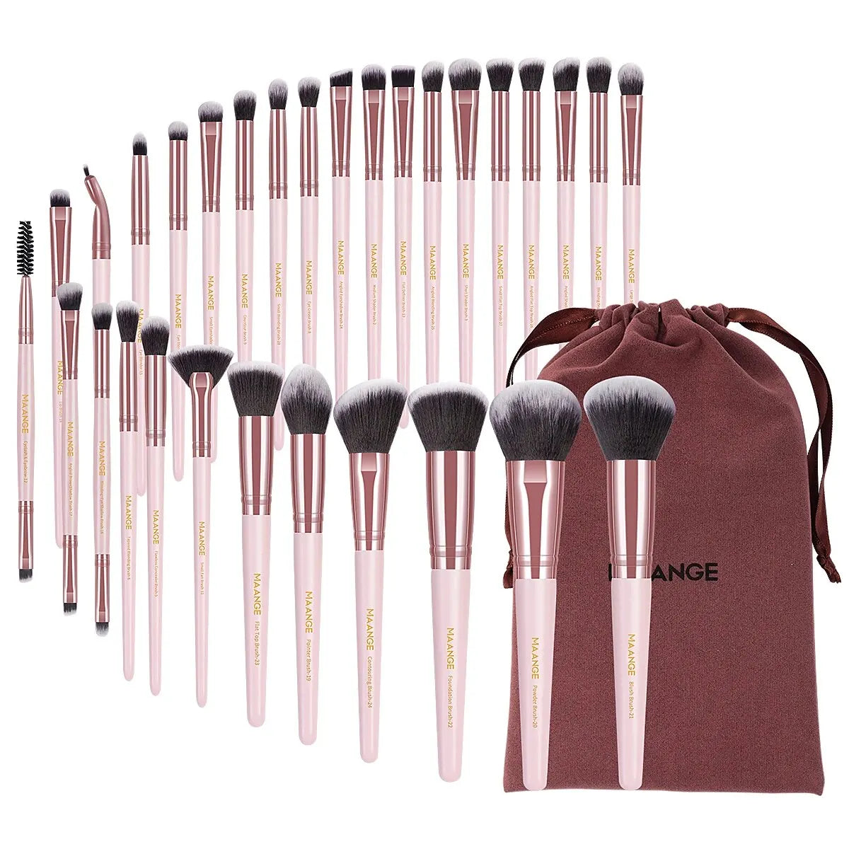 30-Piece Professional Makeup Brush Set with Bag