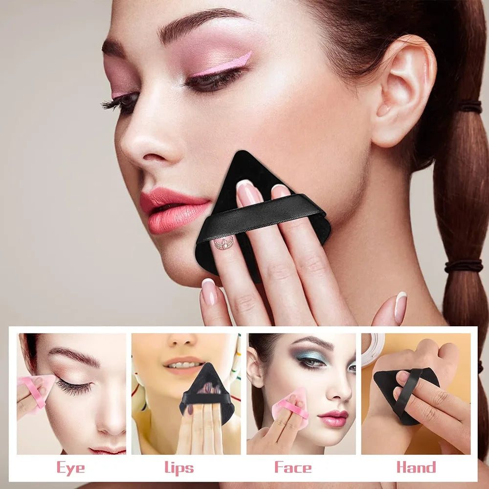 Triangle Velvet Makeup Puffs — Reusable Mini Powder Puff Set