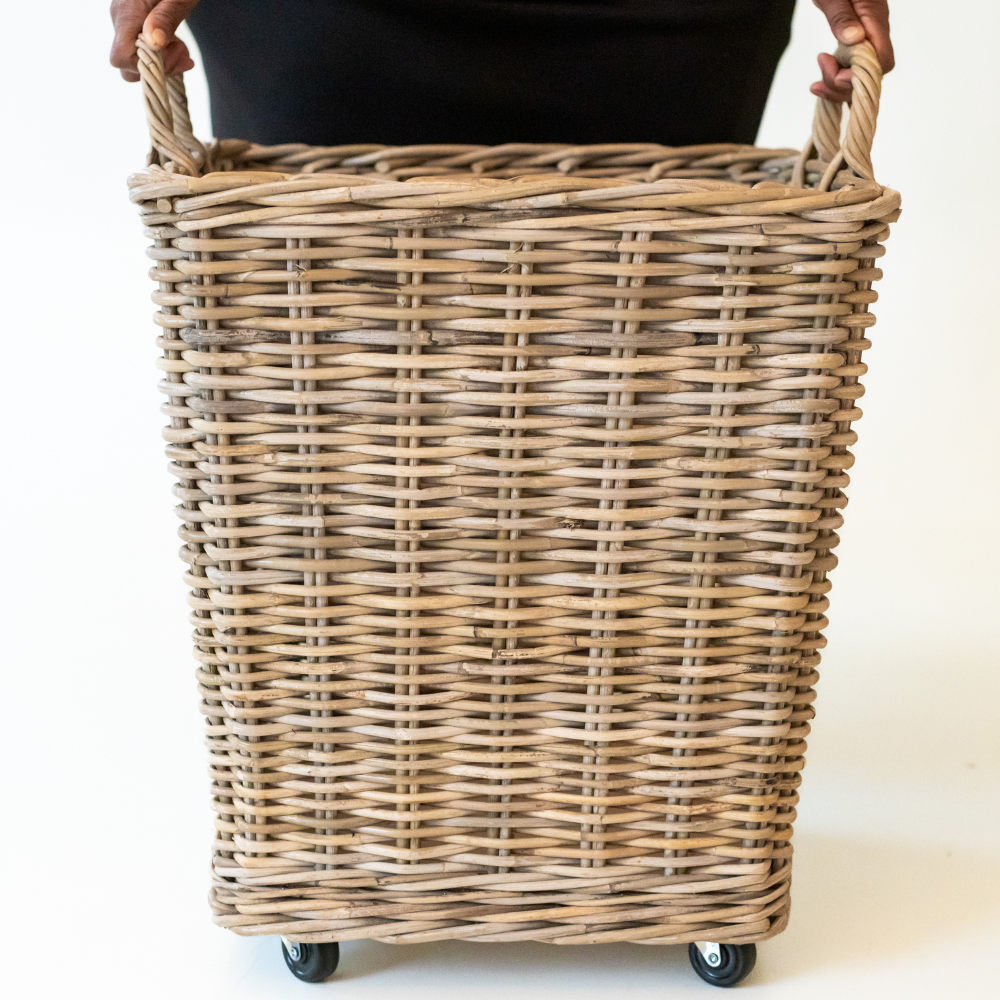Rattan Rolling Storage Basket