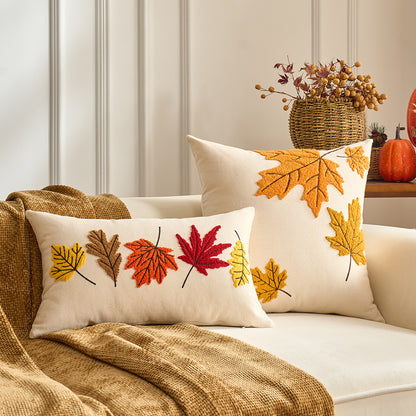 Autumn Pumpkin & Maple Leaf Decorative Pillow Cover