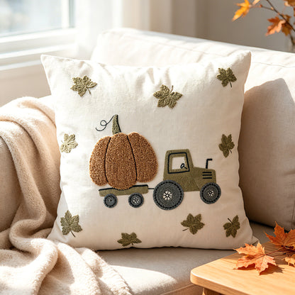 Autumn Pumpkin & Maple Leaf Decorative Pillow Cover