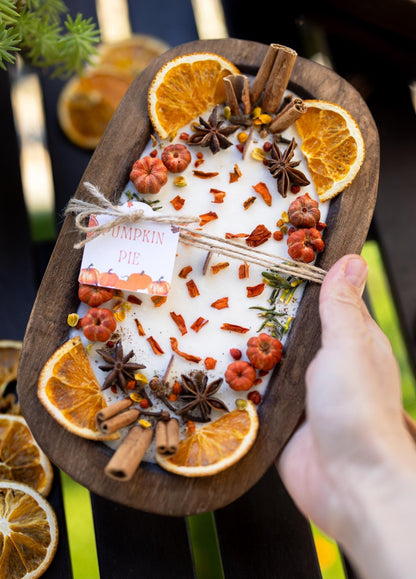 Hand-Poured Wooden Pumpkin Bowl Candle